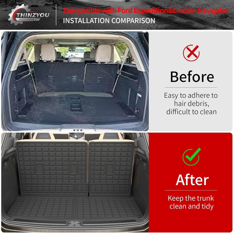 Thinzyou Cargo Mat Compatible with 2018-2024 Ford Expedition Lincoln Navigator (Not for Max or L Models) Cargo Liner Trunk Liner 2023 Expedition 7&8 Seats Accessories (Trunk Mat+Backrest Mats) - Image 2